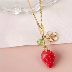 NEW CUTE STRAWBERRY & FLOWER NECKLACE CHAIN